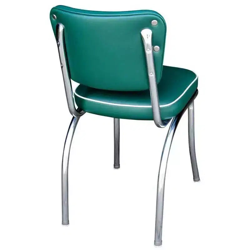Silla de Comedor con Tapicería de Vinilo Verde Azulado - Estructura Cromada, 1 Asiento