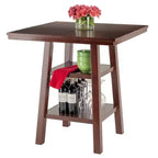 Mesa de comedor de madera cuadrada marrón, 4 plazas