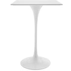 28" Lippa Square Wood Top Bar Table White - Modway: Modern Pedestal Base, Seats 2