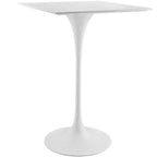 Mesa alta de bar cuadrada blanca y marrón para 2 personas