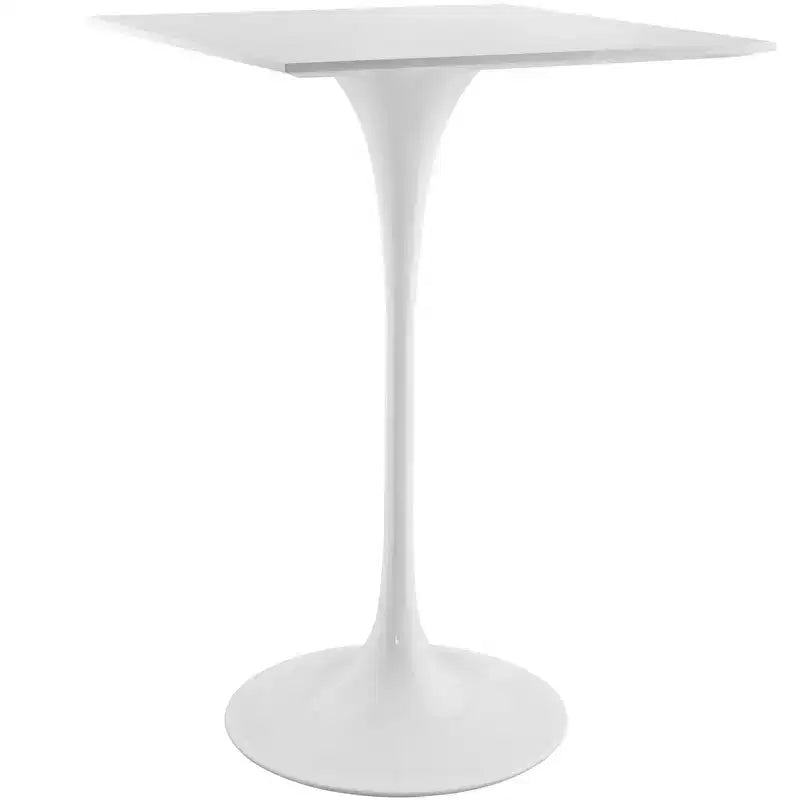 Mesa alta de bar cuadrada blanca y marrón para 2 personas