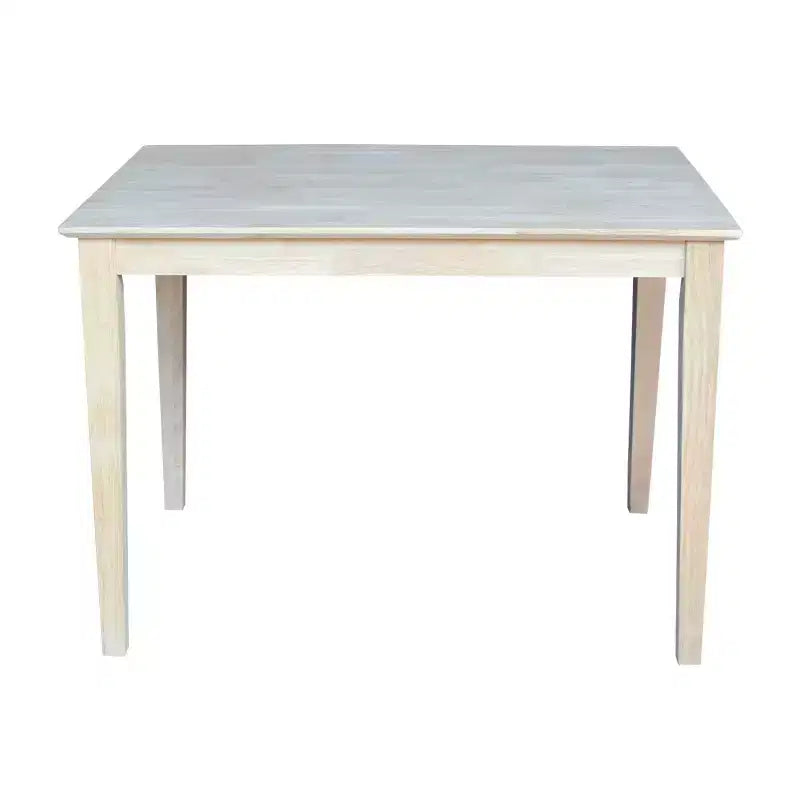 Mesa de comedor rectangular de madera maciza marrón, patas estilo Shaker, capacidad para 6 personas