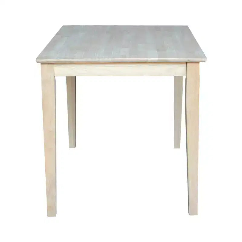 Mesa de comedor rectangular de madera maciza marrón, patas estilo Shaker, capacidad para 6 personas