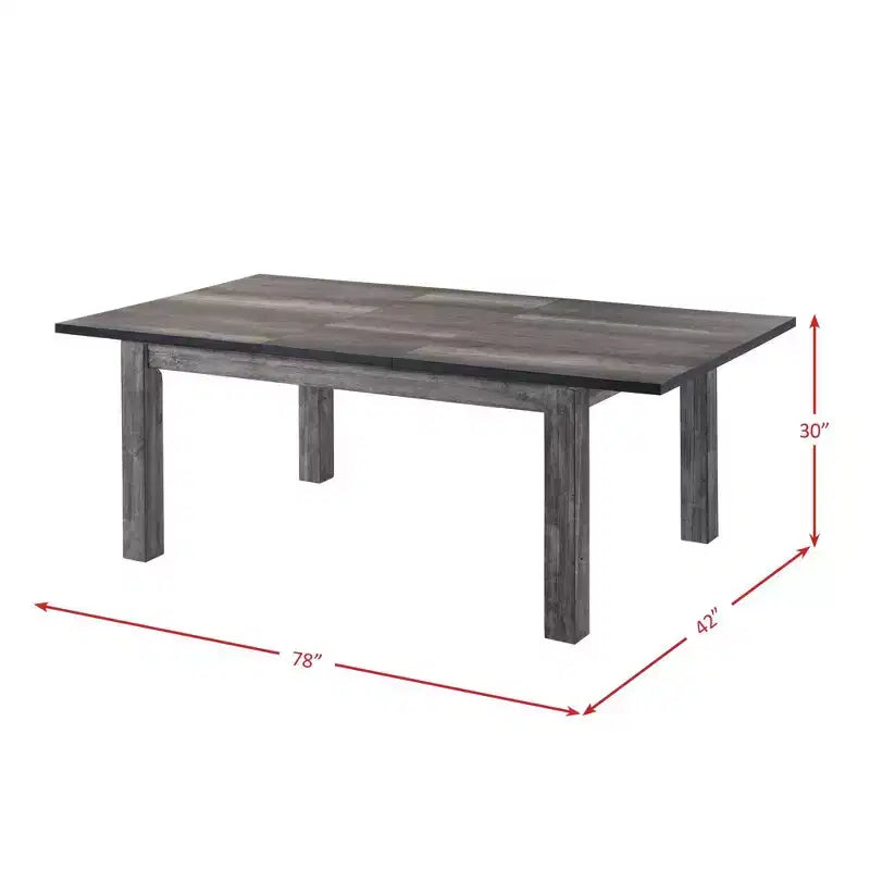 Mesa de comedor extensible rectangular gris, para 6 personas