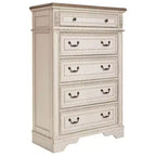Realyn 5 Drawer Chest Chipped White: Cottage Style Bedroom Storage - Signature Design by Ashley