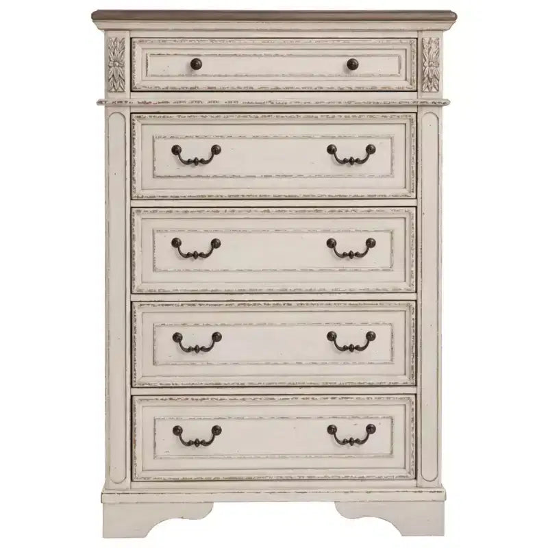 Cómoda blanca de 5 cajones para adultos