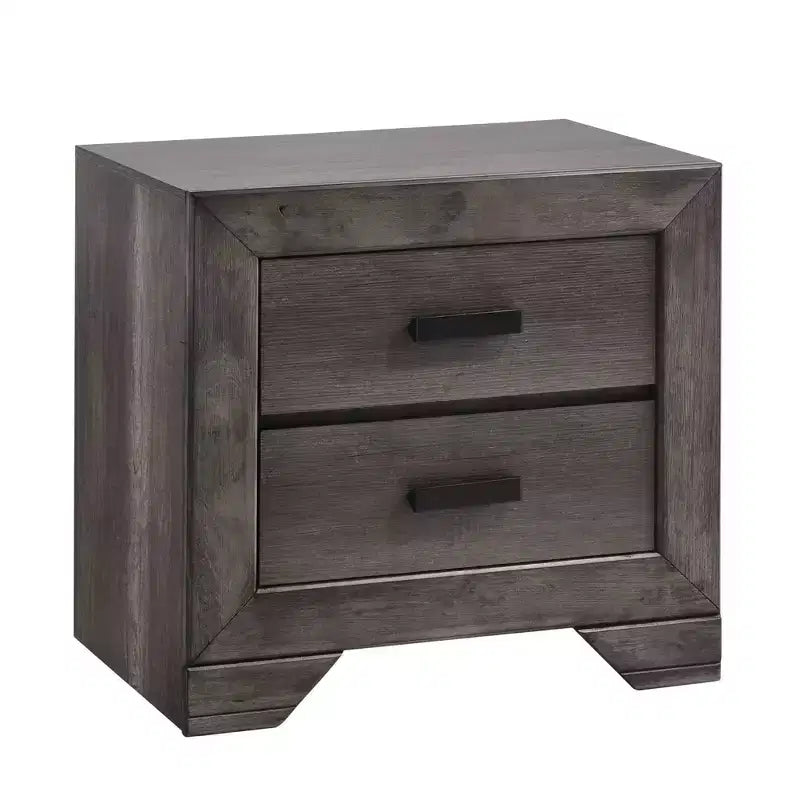 Mesa de noche de roble gris con 2 cajones, individual
