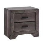 Mesa de noche de roble gris con 2 cajones, individual