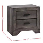 Mesa de noche de roble gris con 2 cajones, individual