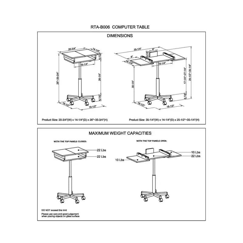 Escritorio para portátil plegable negro de altura ajustable - 1 persona