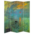 Biombo plegable de 4 paneles con estampado multicolor, pantalla de lona