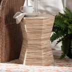 bali & pari Idana Woven Grasscloth Hourglass End Table Natural