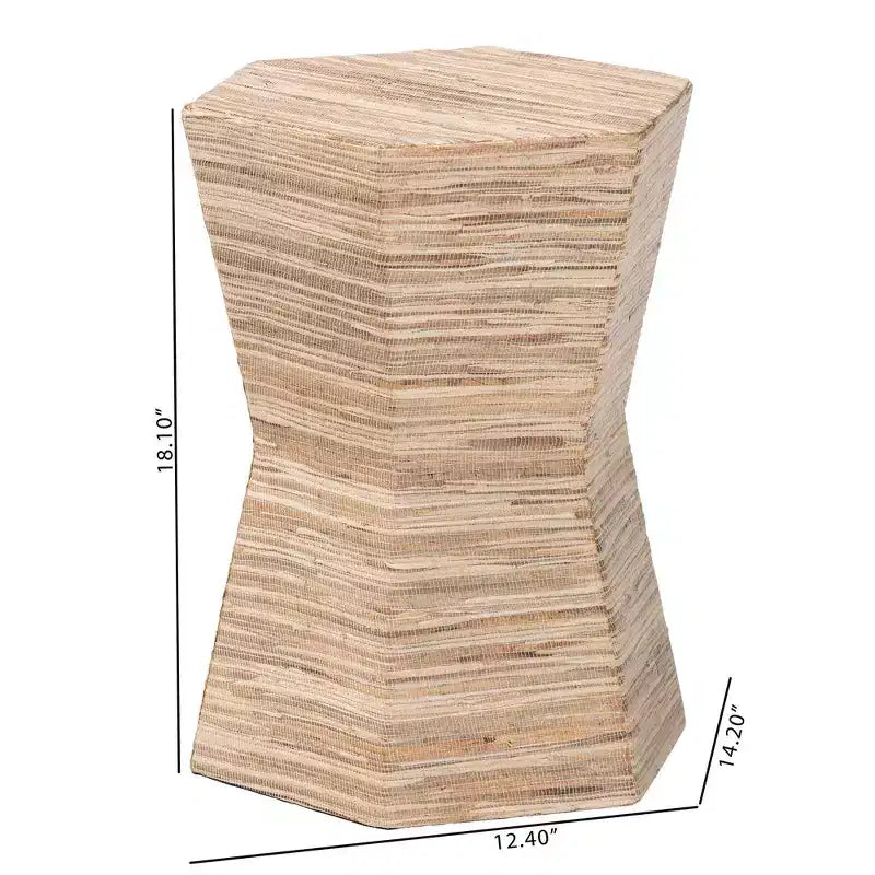 Mesa Auxiliar Hexagonal Marrón de Grasscloth - Estilo Reloj de Arena