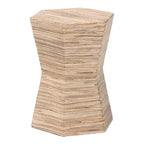 Mesa Auxiliar Hexagonal Marrón de Grasscloth - Estilo Reloj de Arena
