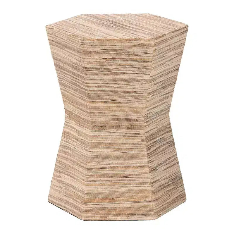 Mesa Auxiliar Hexagonal Marrón de Grasscloth - Estilo Reloj de Arena