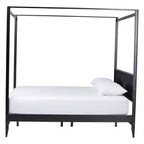 Baxton Studio King Size Primrose Fluted Wood Canopy Bed Black