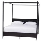 Cama con dosel King Size negra de mediados de siglo — Madera estriada, 2 personas