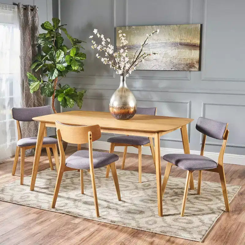 Juego de comedor de 5 piezas de mediados de siglo color beige claro/gris/verde, para 4 personas