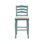 Taburete de bar tapizado con respaldo de escalera en beige, 1 asiento