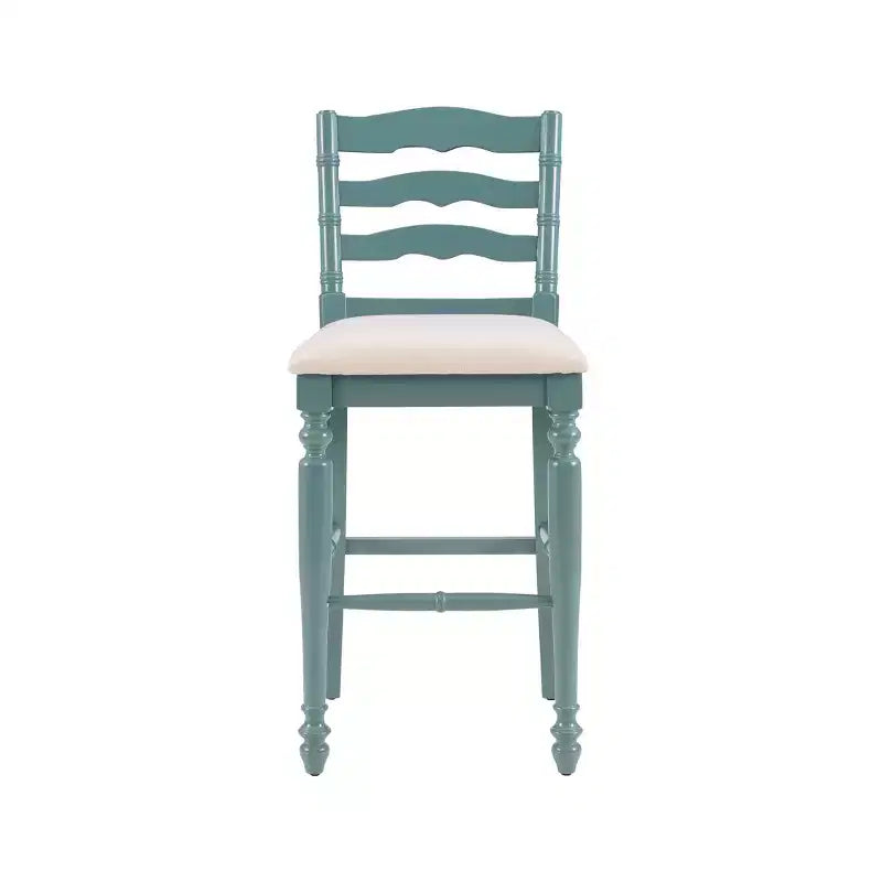 Taburete de bar tapizado con respaldo de escalera en beige, 1 asiento