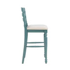 Taburete de bar tapizado con respaldo de escalera en beige, 1 asiento