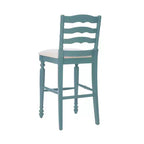 Taburete de bar tapizado con respaldo de escalera en beige, 1 asiento