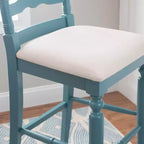 Taburete de bar tapizado con respaldo de escalera en beige, 1 asiento