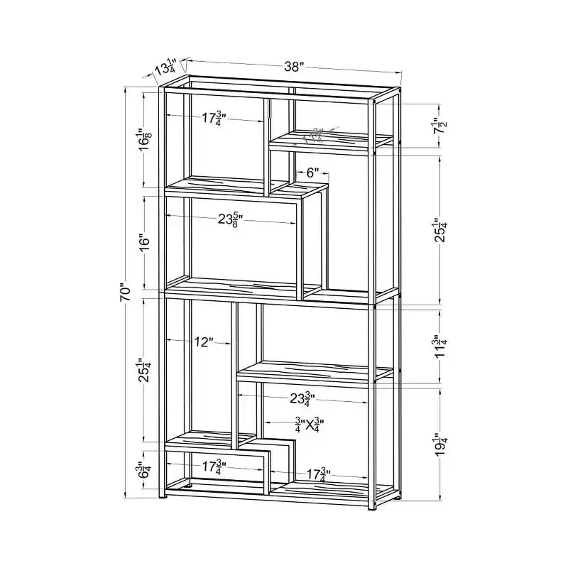 Etagere abierta de 6 estantes de madera oscura, individual