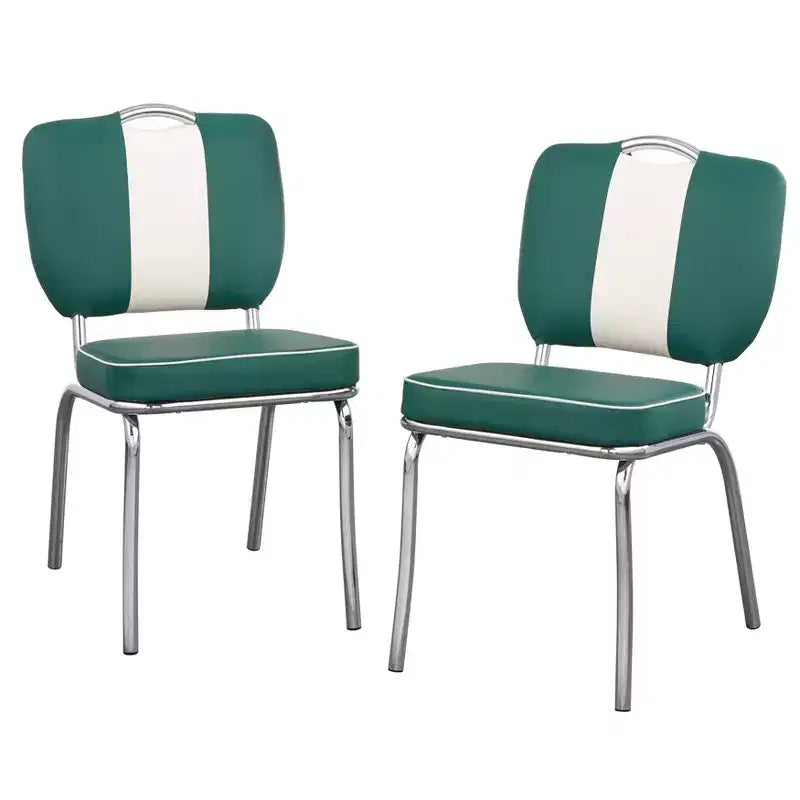 Sillas de comedor de piel sintética multicolor blancas, juego de 2