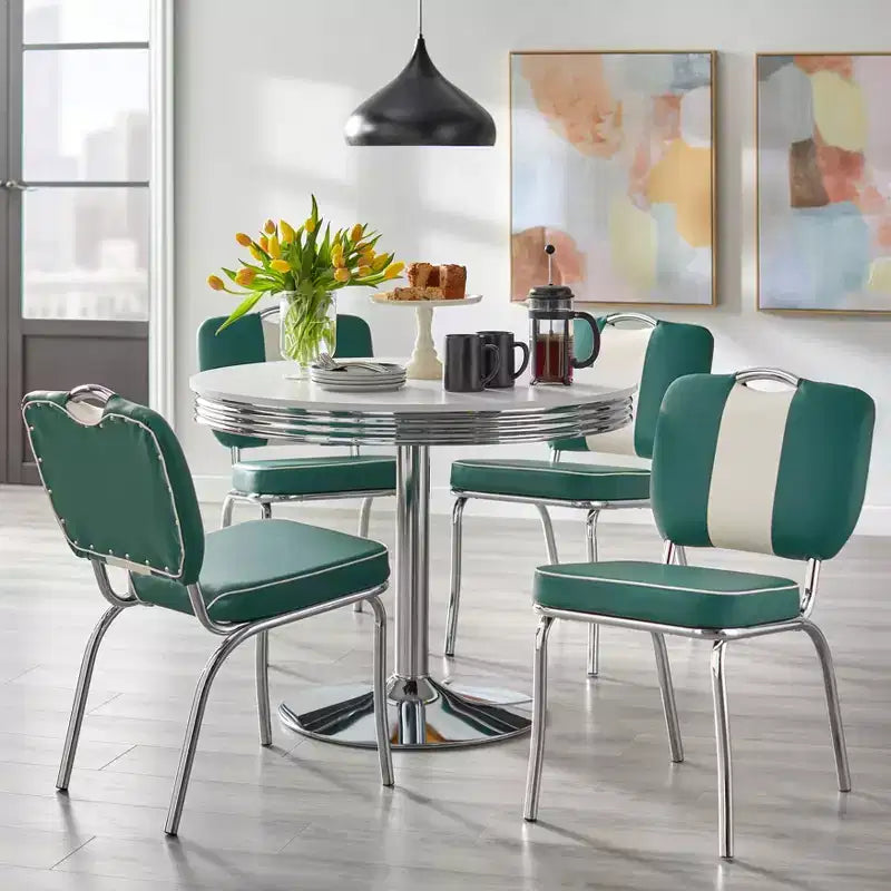 Sillas de comedor de piel sintética multicolor blancas, juego de 2