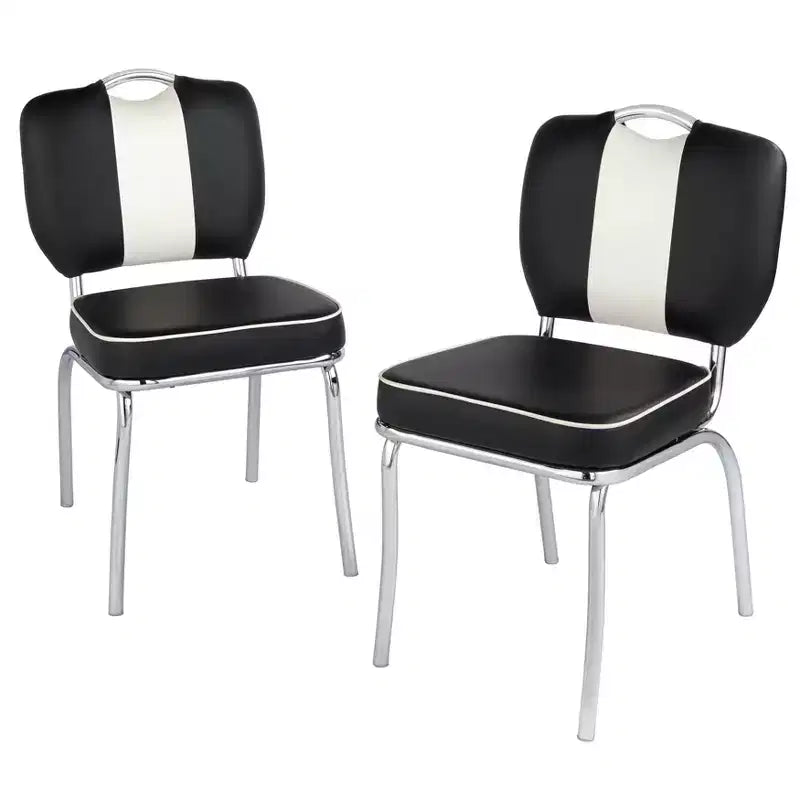 Sillas de comedor de piel sintética multicolor blancas, juego de 2
