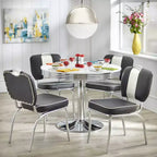 Sillas de comedor de piel sintética multicolor blancas, juego de 2