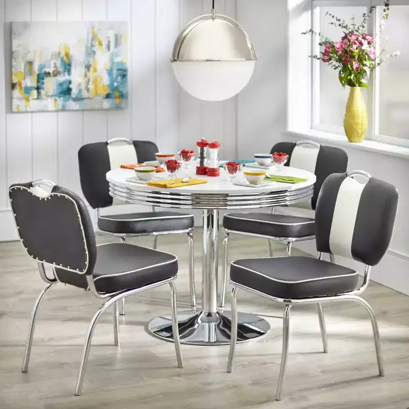 Sillas de comedor de piel sintética multicolor blancas, juego de 2