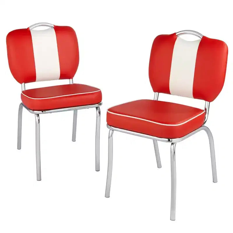 Sillas de comedor de piel sintética multicolor blancas, juego de 2