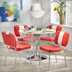 Sillas de comedor de piel sintética multicolor blancas, juego de 2