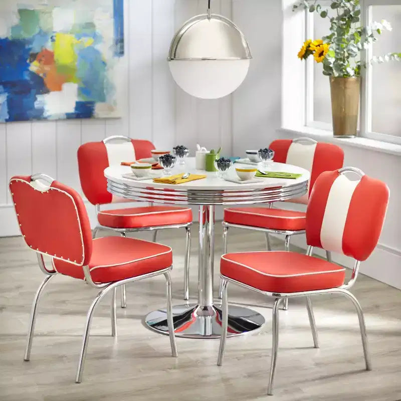 Sillas de comedor de piel sintética multicolor blancas, juego de 2
