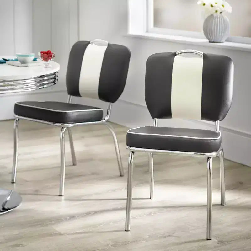 Buylateral Set of 2 Raleigh Retro Faux Leather Dining Chairs