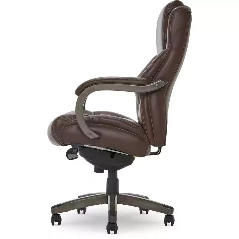 Sillón ejecutivo grande y alto de piel regenerada – Negro/gris, marrón/gris, caoba, 1 asiento