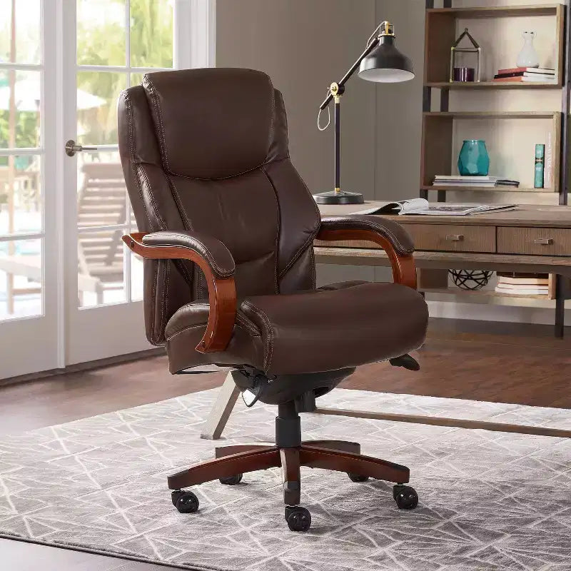 Sillón ejecutivo grande y alto de piel regenerada – Negro/gris, marrón/gris, caoba, 1 asiento