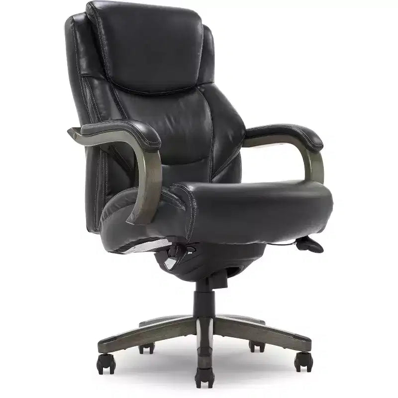 Sillón ejecutivo grande y alto de piel regenerada – Negro/gris, marrón/gris, caoba, 1 asiento