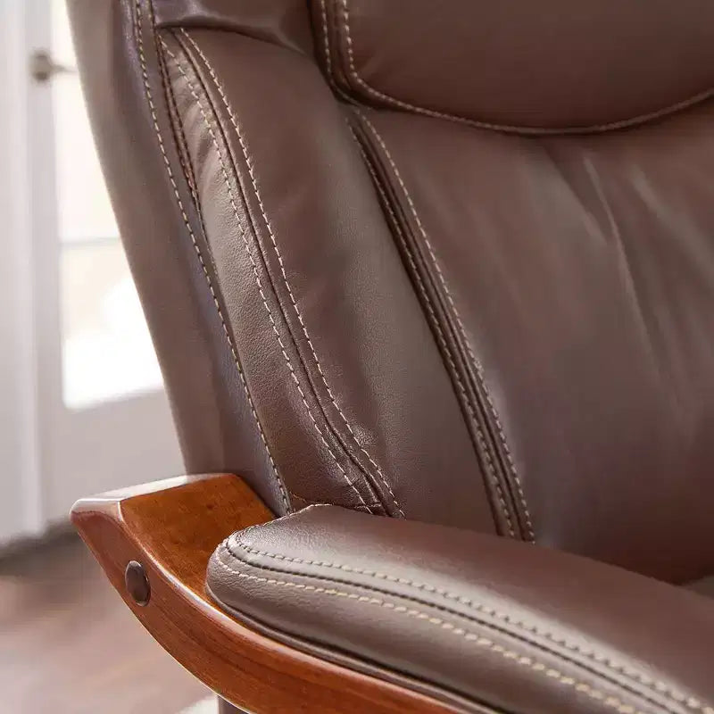Sillón ejecutivo grande y alto de piel regenerada – Negro/gris, marrón/gris, caoba, 1 asiento