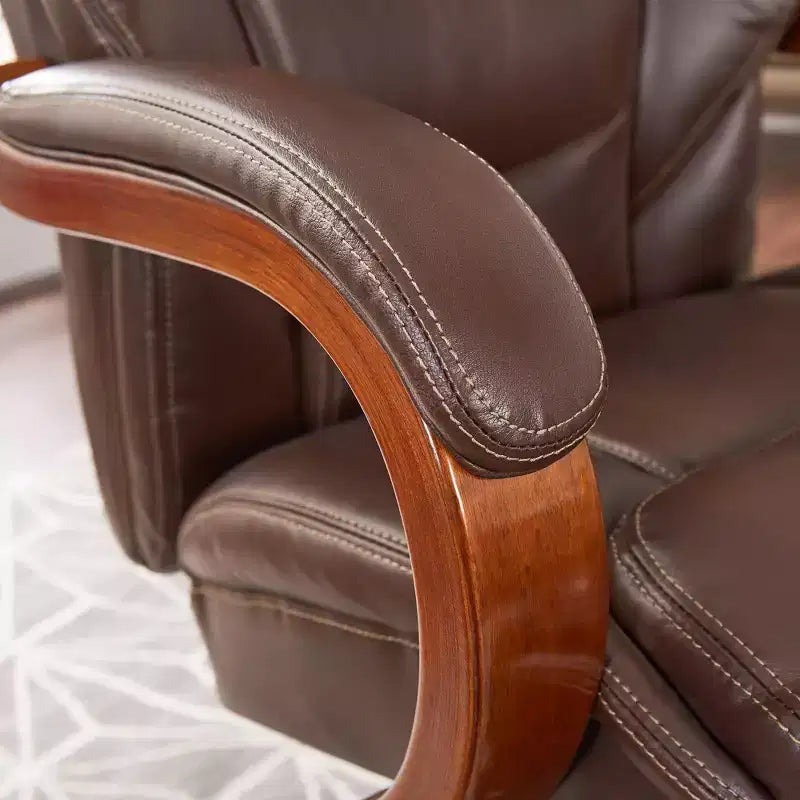 Sillón ejecutivo grande y alto de piel regenerada – Negro/gris, marrón/gris, caoba, 1 asiento