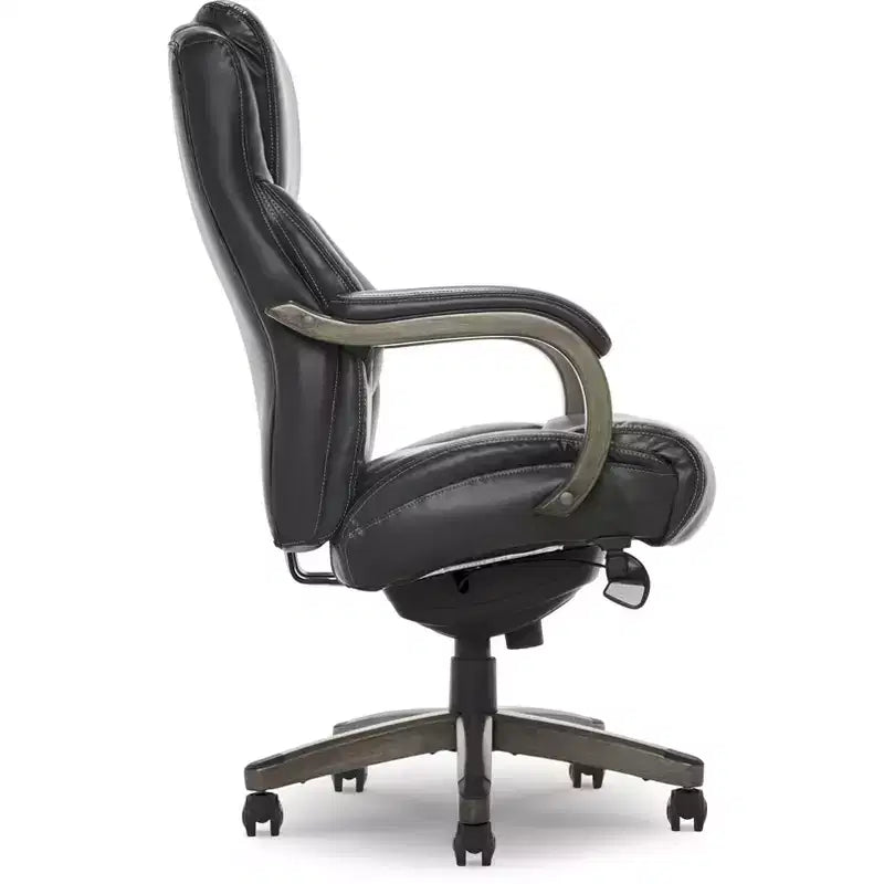 Sillón ejecutivo grande y alto de piel regenerada – Negro/gris, marrón/gris, caoba, 1 asiento