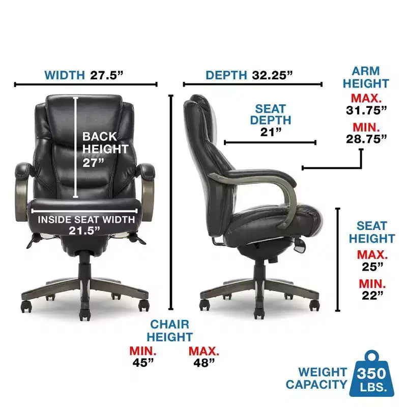 Sillón ejecutivo grande y alto de piel regenerada – Negro/gris, marrón/gris, caoba, 1 asiento