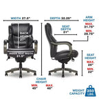 Sillón ejecutivo grande y alto de piel regenerada – Negro/gris, marrón/gris, caoba, 1 asiento