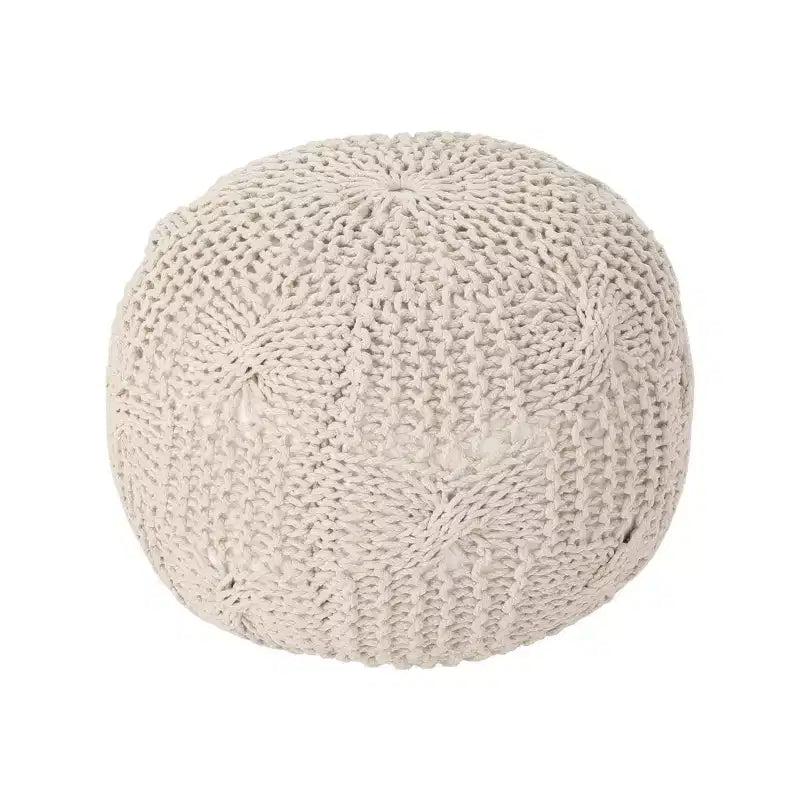 Anouk Knitted Cotton Pouf - Christopher Knight Home