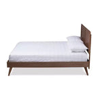 Cama de plataforma de madera con acabado nogal – Matrimonial/Queen, mediados de siglo moderna, 1 persona
