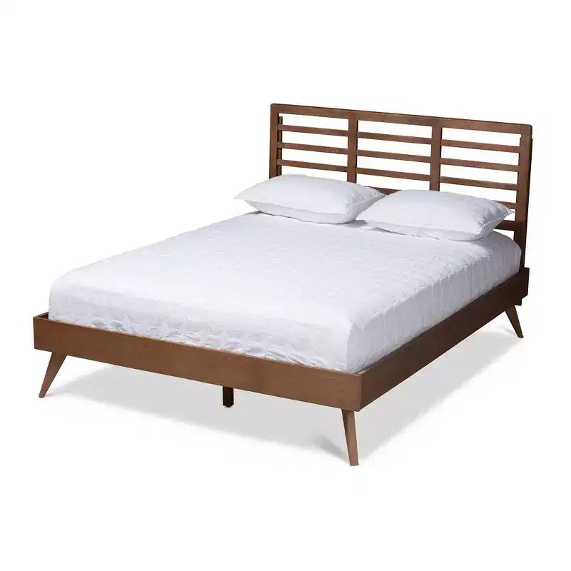 Calisto Walnut Finished Wood Platform Bed - Baxton Studio