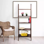 Estantería de escalera de 5 estantes, espresso/marrón cálido/blanco, 1 persona