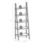 Estantería de escalera de 5 estantes, espresso/marrón cálido/blanco, 1 persona